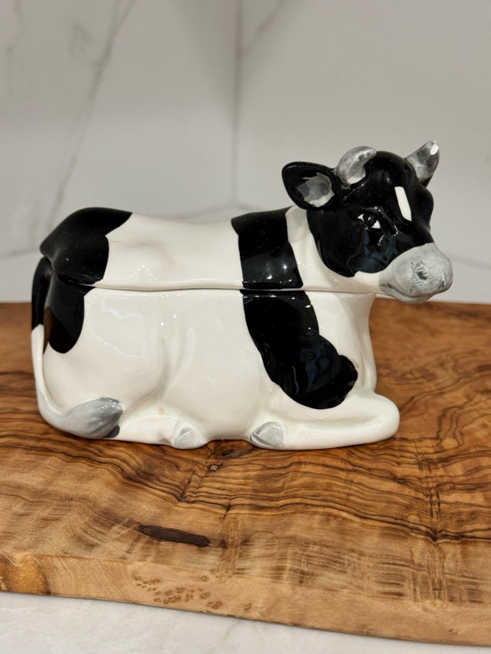 Otagiri Hand painted Ceramic Cow Sugar Jar Bowl vintage Japan